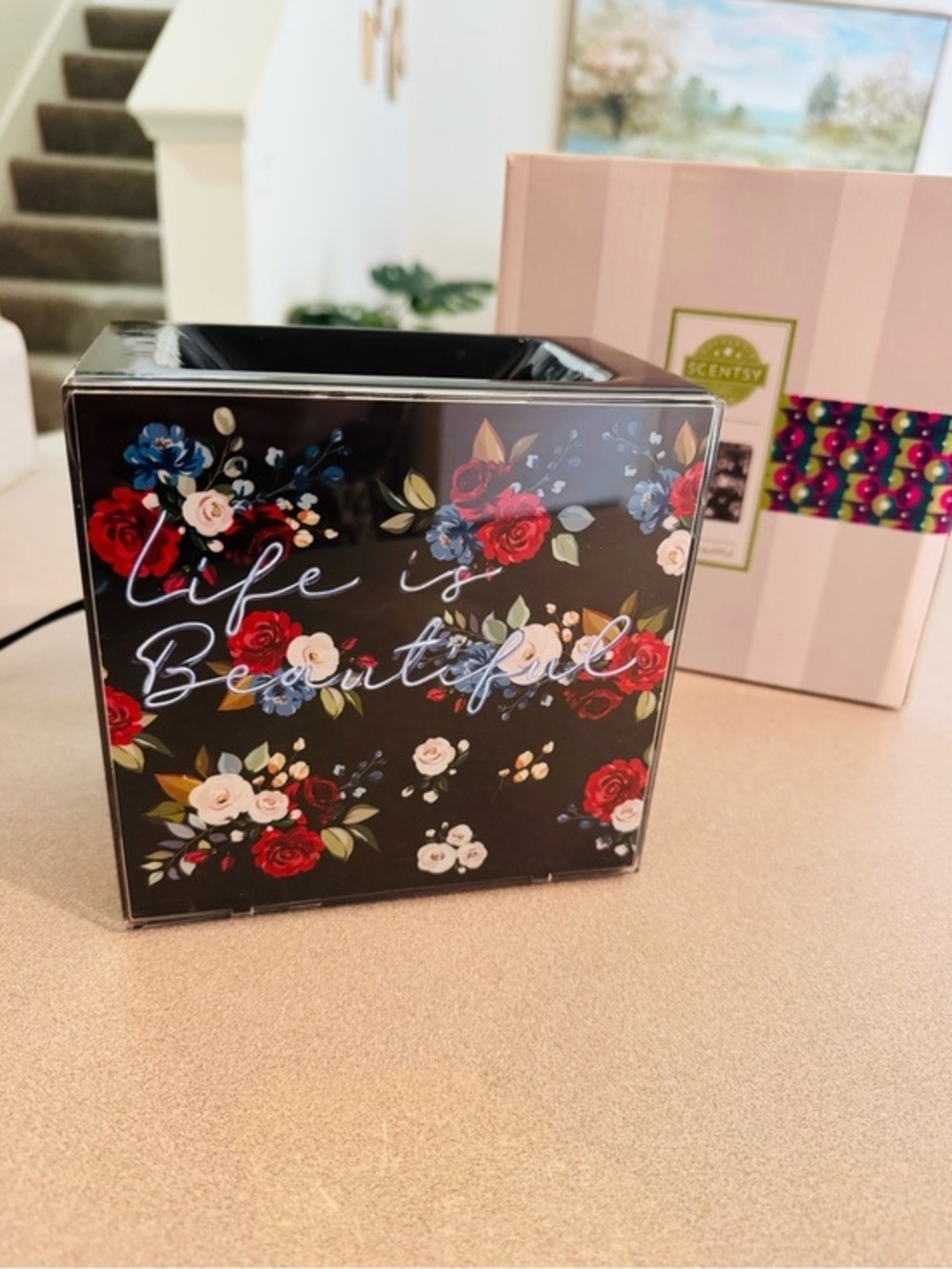 Scentsy Life Is Beautiful Warmer Retired Sold Out Floral With Original Box